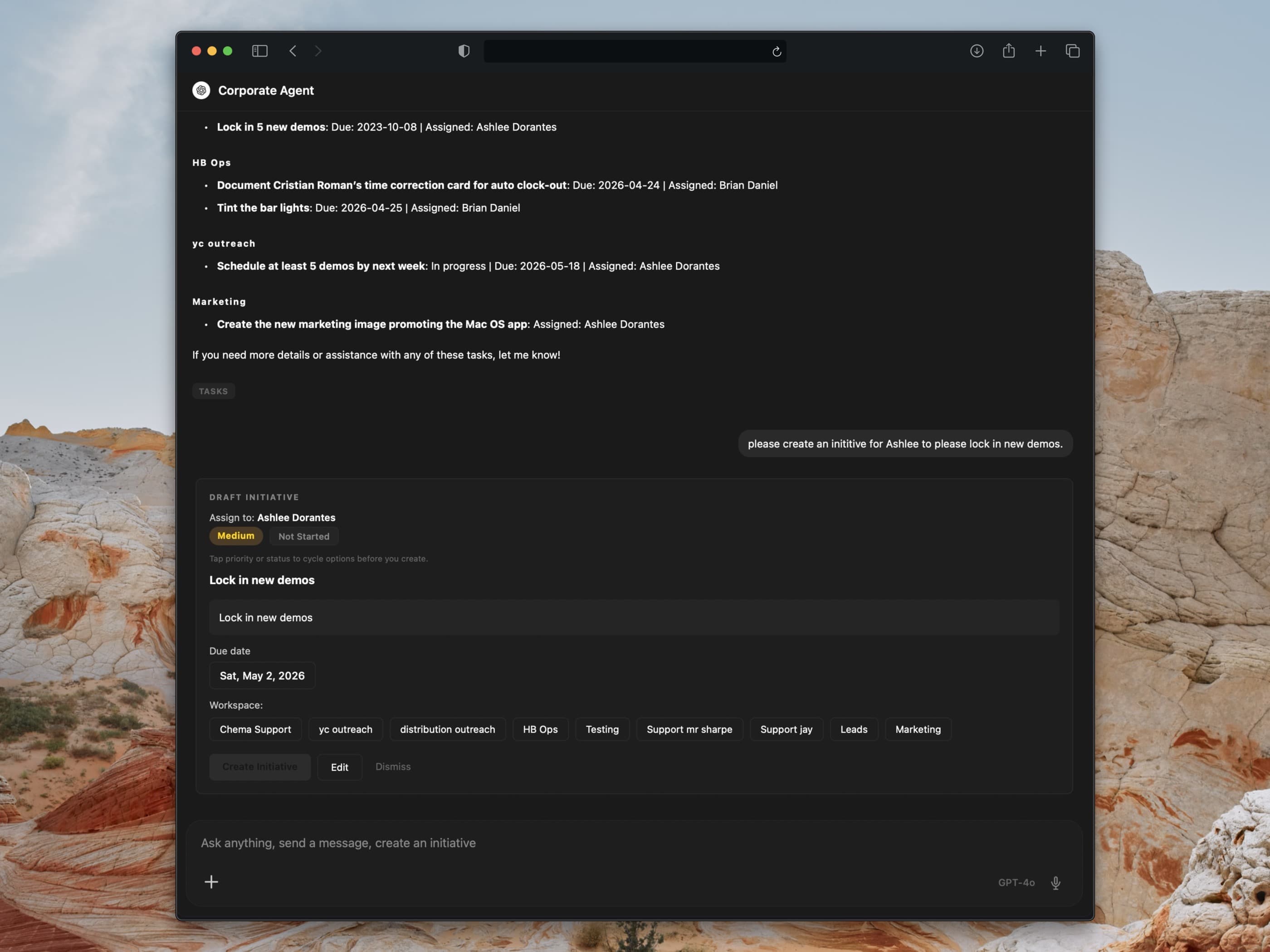 Chema Corporate Agent — draft initiative from natural language