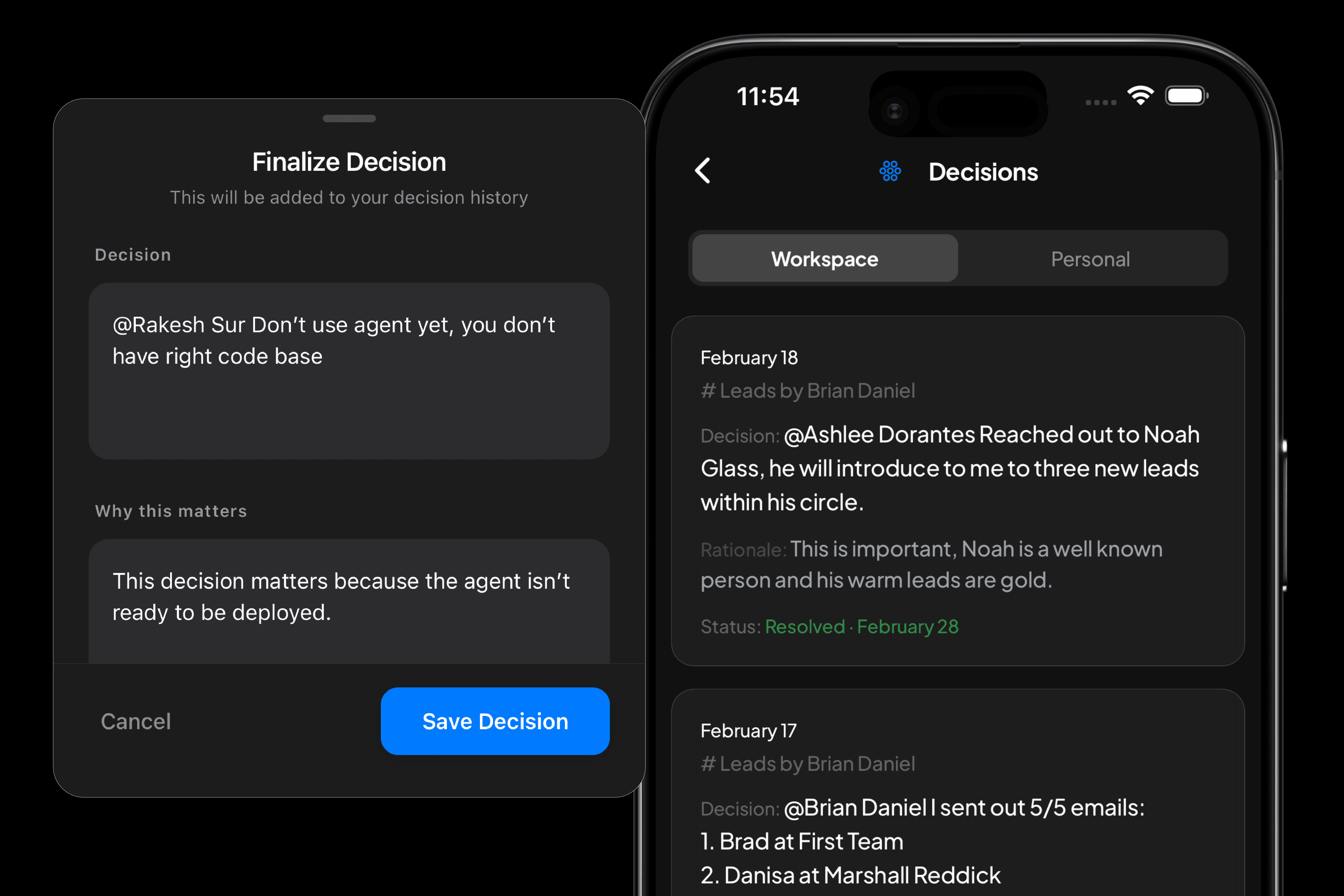 Decision capture screenshot