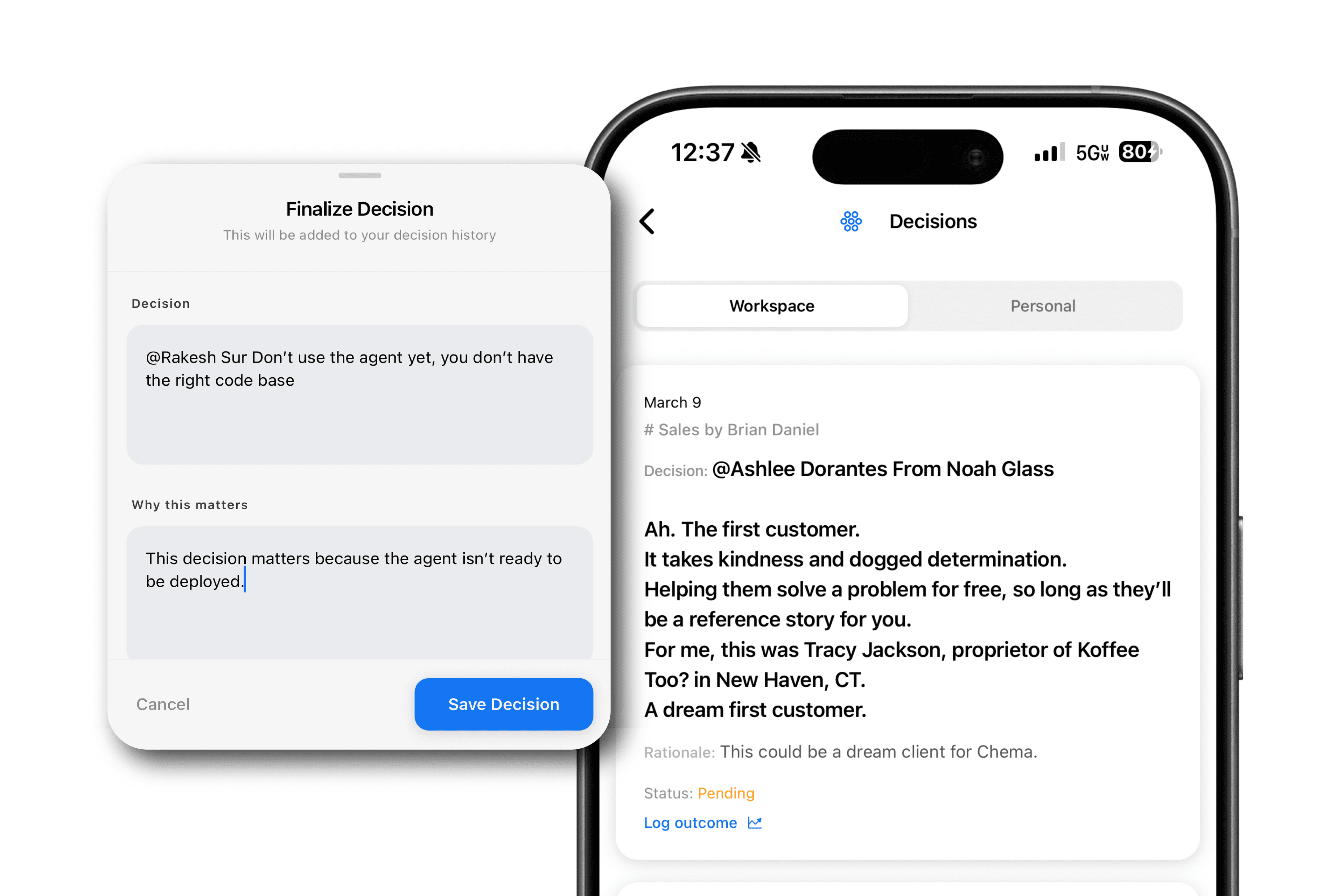 Decision capture screenshot